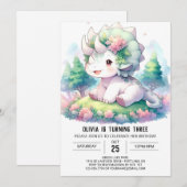 洗練されたディノデライト誕生日 招待状 (正面/裏面)