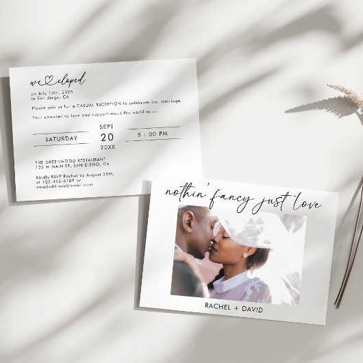 洗練されたデザインの挙式発表カード「私たちは秘密裏に結婚しました」 招待状