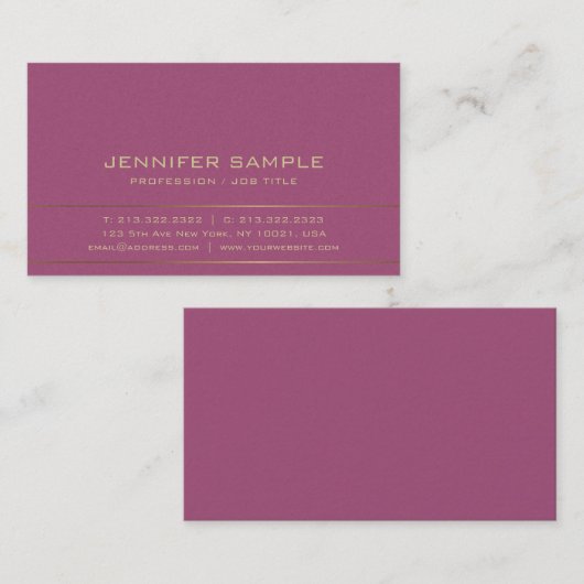 洗練されたデザインモダン金ゴールドプレインラグジュアリー 名刺 (正面/裏面)