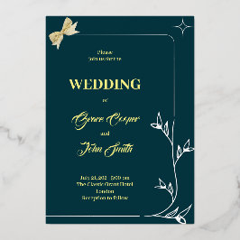 洗練されたデザイン（濃紺の背景） 箔招待状