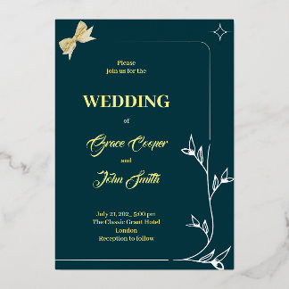 洗練されたデザイン（濃紺の背景） 箔招待状