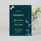 洗練されたデザイン（濃紺の背景） 箔招待状 (立ち正面)