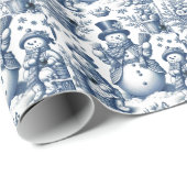 洗練されたトイレホリデー雪だるまパターン ラッピングペーパー (ロールコーナー)