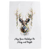 洗練されたトナカイメリーと明るい休日 ミディアムペーパーバッグ (裏面)