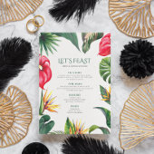 洗練されたトロピカルウェディングフラワーズフレームメニュー 招待状