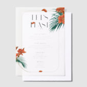 洗練されたトロピカル結婚フラワーズメニュー ベラム紙招待状 (オフセット)
