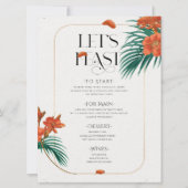 洗練されたトロピカル結婚フラワーズメニュー 招待状 (正面)