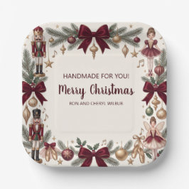 洗練されたナッツクラッカー柄のクリスマスパーティー用の紙製品 ペーパープレート