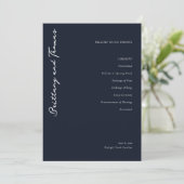 洗練されたネイビーのミニマリスト結婚式プログラム プログラム (スタンド正面)