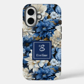 洗練されたネイビーブルーの花々 高級スマホケース Case-Mate iPhoneケース (裏面)