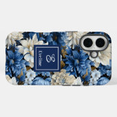 洗練されたネイビーブルーの花々 高級スマホケース Case-Mate iPhoneケース (裏面 (横))