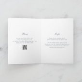 洗練されたネイビーブルーのQRコード エレガントな結婚式 招待状 (内部)