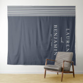 洗練されたネイビー縦ライン タペストリー (インサイチュ(横))