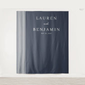 洗練されたネイビー縦ライン タペストリー (正面)