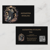 洗練されたノワールアールヌーボーパーソナライズされた猫 名刺 (正面/裏面)