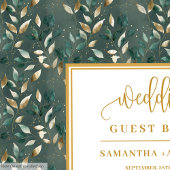 洗練されたハンターグリーンと金ゴールド結婚ズゲストブック ゲストブック