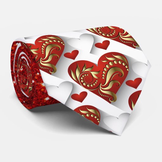 洗練されたハートはタイで１つ結びにする ネクタイ (ロール)