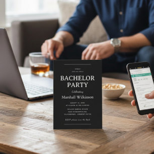 洗練されたバチェラー・パーティー招待状 QRコードRSVP 招待状