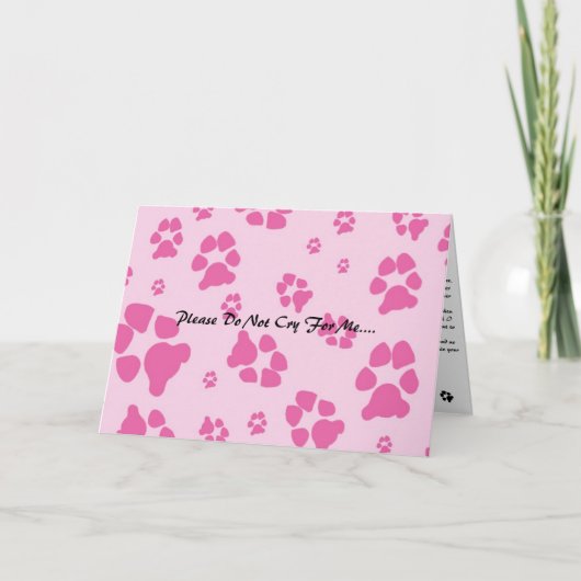 洗練されたバラ – 犬 – 前足 – ,泣かないで… カード (正面)