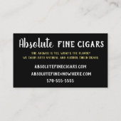 洗練されたバラ、飲み物およびシガー 名刺 (裏面)