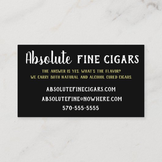 洗練されたバラ、飲み物およびシガー 名刺 (裏面)