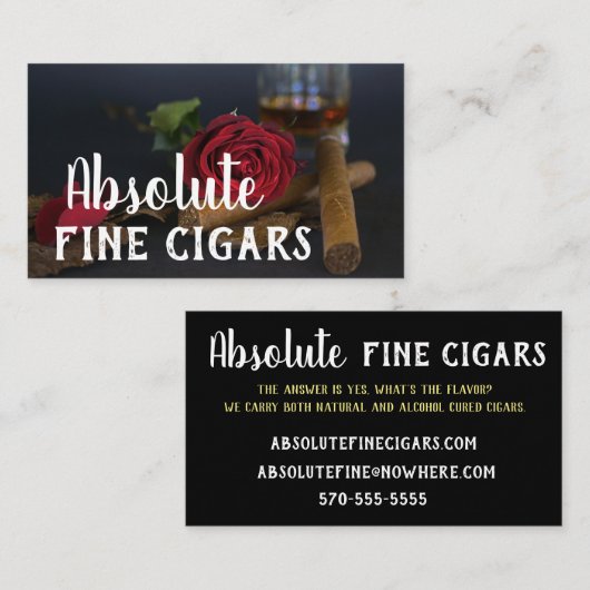 洗練されたバラ、飲み物およびシガー 名刺 (正面/裏面)