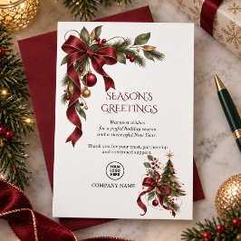 洗練されたバーガンディの企業クリスマスグリーティング シーズンカード