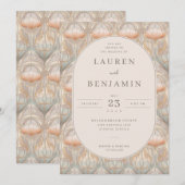 洗練されたパステルカラーの花柄招待状 招待状 (正面/裏面)