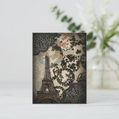 洗練されたパリエッフェルタワーレースダマスク ポストカード (スタンド正面)