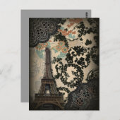 洗練されたパリエッフェルタワーレースダマスク ポストカード (正面/裏面)