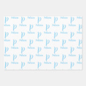 洗練されたパーソナライズされた名前、イニシャル ピンクとブルー ラッピングペーパーシート (正面2)