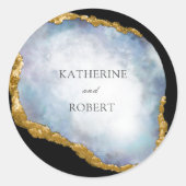 洗練されたパールゴールデンアゲートモノグラム結婚ズ ラウンドシール (正面)