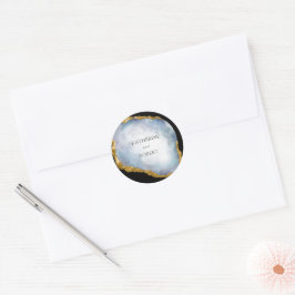 洗練されたパールゴールデンアゲートモノグラム結婚ズ ラウンドシール