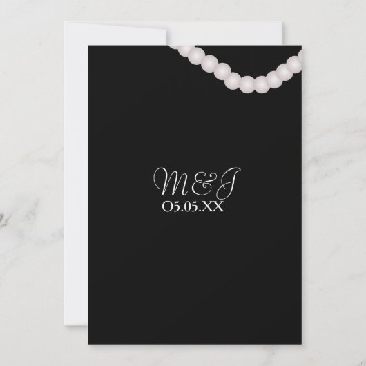 洗練されたパール箔縁ど結婚紙吹雪 招待状 (裏面)