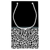 洗練されたヒョウ柄グレイ弓と名前 スモールペーパーバッグ (裏面)