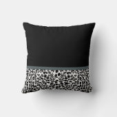 洗練されたヒョウ柄 グレー リボン 名前入り クッション (裏面)