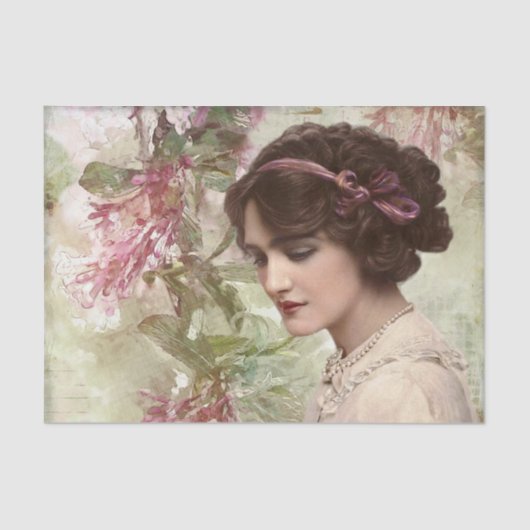 洗練されたビクトリアン若い女性ポートレート 薄葉紙 (正面)