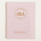 洗練されたビジネスモノグラムピンク金ゴールドトレリス プランナー手帳 (正面)