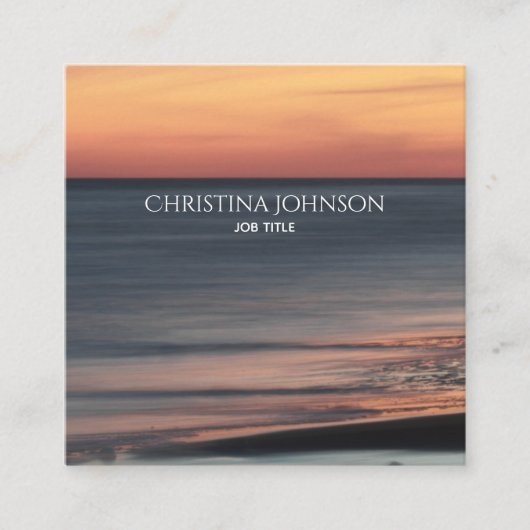 洗練されたビーチの日没のカスタム スクエア名刺 (正面)