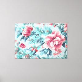 洗練されたピンクのクラレットの花とAzure葉の キャンバスプリント
