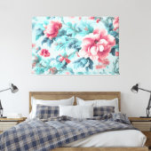 洗練されたピンクのクラレットの花とAzure葉の キャンバスプリント (インサイチュ (寝室))