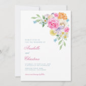 洗練されたピンクのフローラガーデンティーパーティー結婚ズ 招待状 (正面)