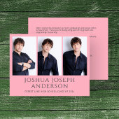 洗練されたピンクの卒業写真のお知らせ ノートカード