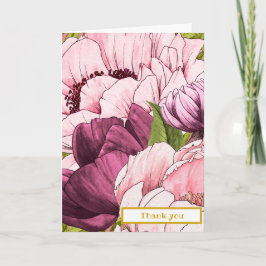 洗練されたピンクの牡丹パーソナライズされた花 サンキューカード
