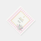洗練されたピンクゴールドの花柄の洗礼 スタンダードカクテルナプキン (角)
