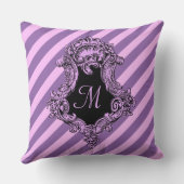 洗練されたピンクストライプのモノグラムの クッション (裏面)