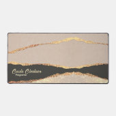 洗練されたフェイクゴールドフォイルブラック、編集可能 デスクマット (正面)