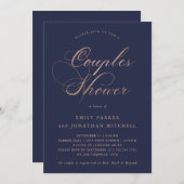 洗練されたフェイクバラ金ゴールド書道カップルのシャワー 招待状 (正面/裏面)