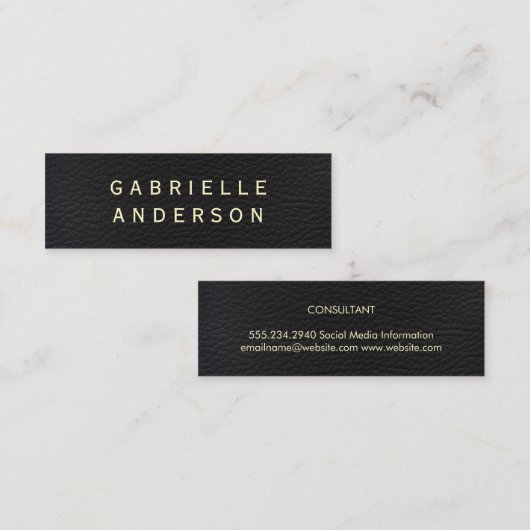 洗練されたフェイクブラックレザーはっきりした文字 スキニー名刺 (正面/裏面)