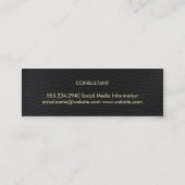 洗練されたフェイクブラックレザーはっきりした文字 スキニー名刺 (裏面)